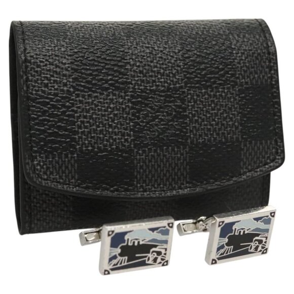 LOUIS VUITTON Damier Graphite Cuffs & Cuff Case Cuffs LV Auth - Picture 1 of 16